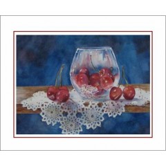 Watercolor Prints on Note Cards by Creston artist Laura Leeder - "Cherry Delight"